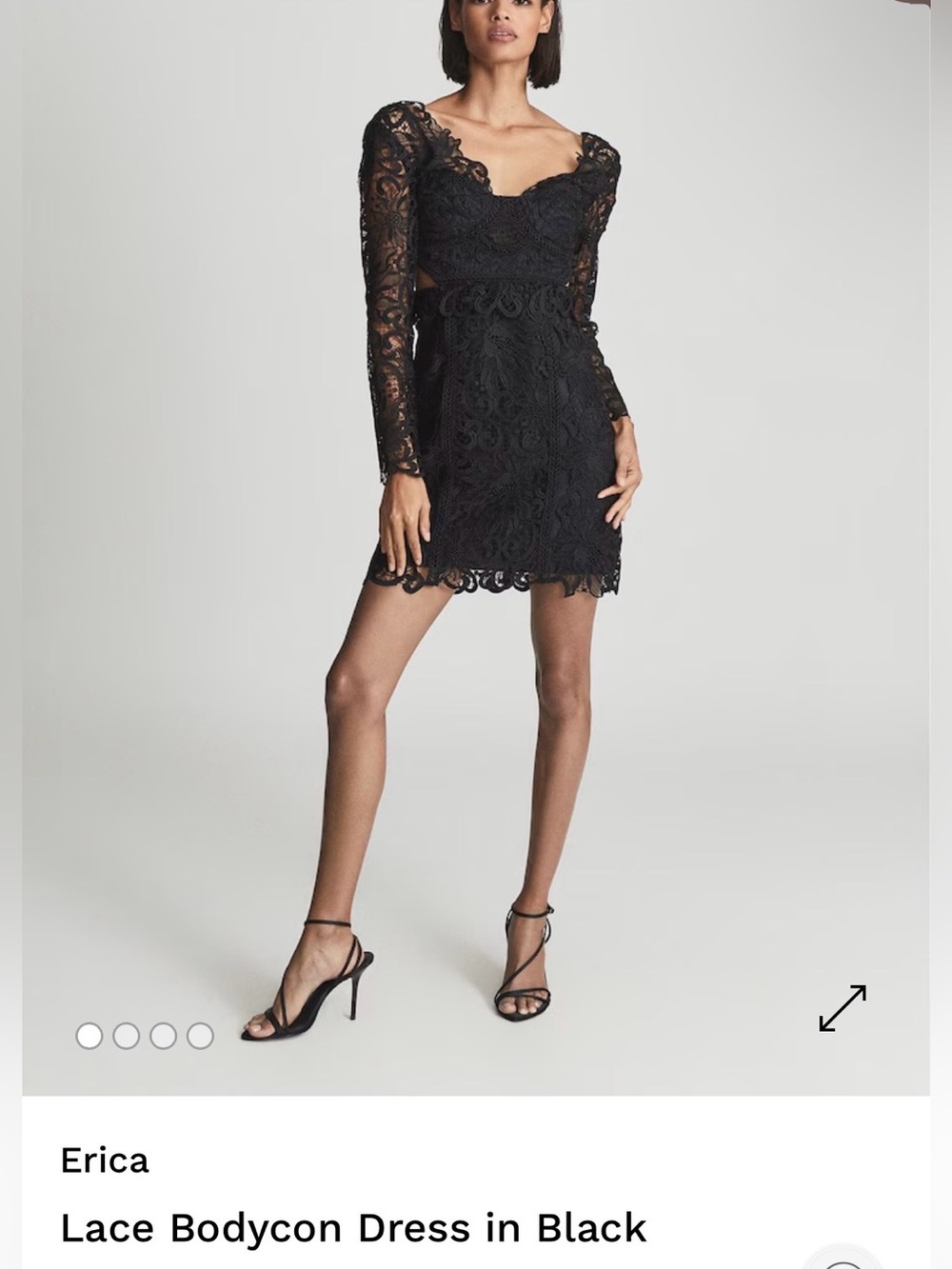 Reiss Erica Black Lace Cutout Bodycon Mini Dress NWT US 2